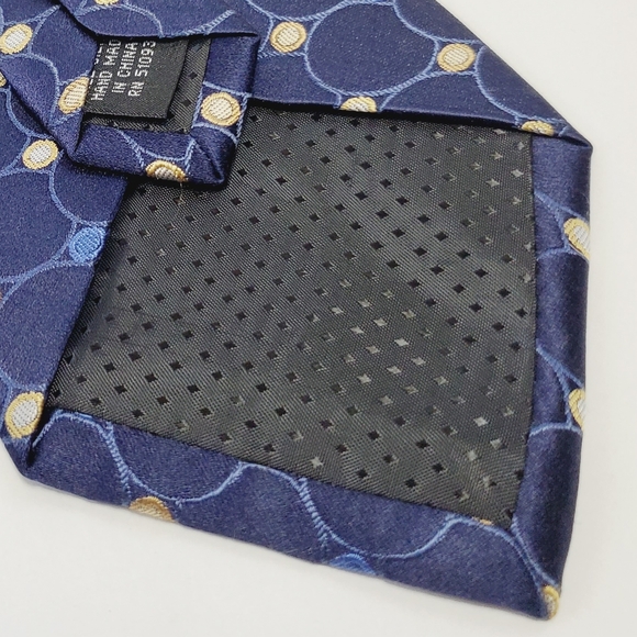 Croft & Barrow Necktie Blue Geometric Pattern Men's Silk Neck Tie 58x3.75" - Picture 4 of 5